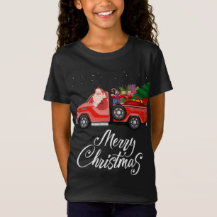 Camiseta Santa Red Truck Merry Christmas Tree Regalos Vinta