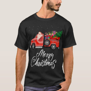 Camiseta Santa Red Truck Merry Christmas Tree Regalos Vinta