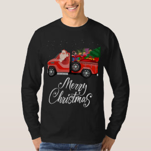 Camiseta Santa Red Truck Merry Christmas Tree Regalos Vinta