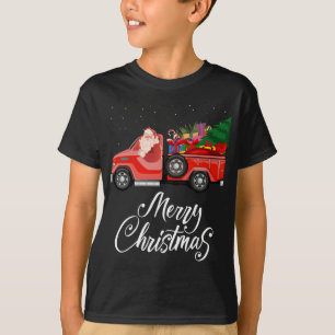 Camiseta Santa Red Truck Merry Christmas Tree Regalos Vinta