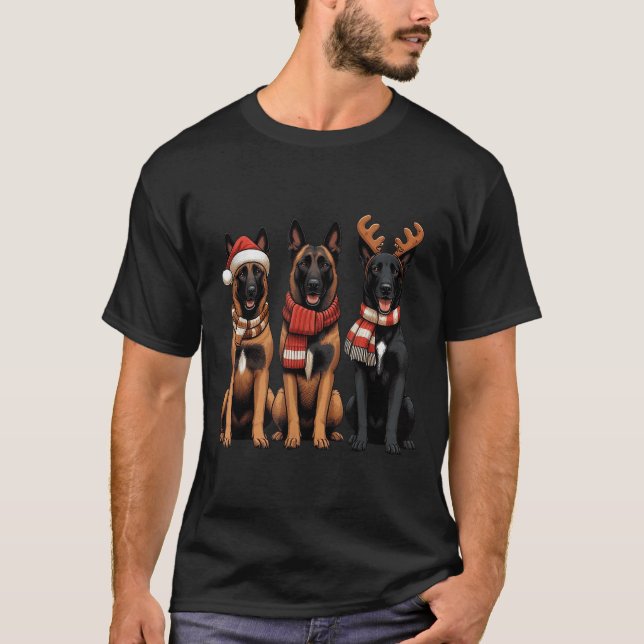 Camiseta Santa Reindeer Belgian Malinois Christmas Malinois (Anverso)