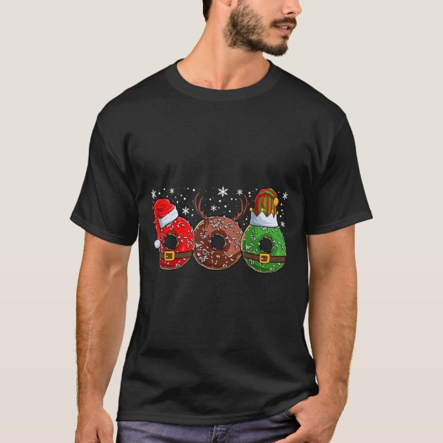 Camiseta Santa Reindeer Elf Donut Doughnut Christmas Womens (Anverso)