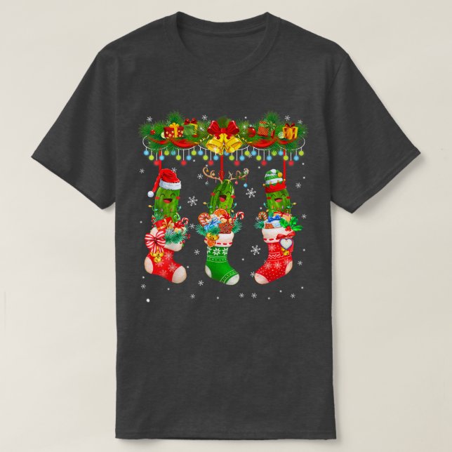 Camiseta Santa Reindeer ELF Pickle In Christmas Socks Xmas  (Diseño del anverso)