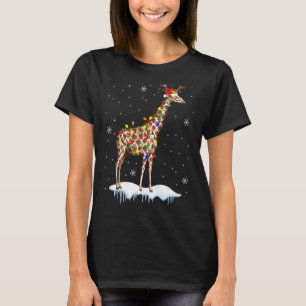 Camiseta Santa Reindeer Giraffe Navidad Luz Santa Reindeer 