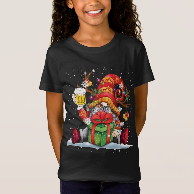 Camiseta Santa Reindeer Gnome Beer Cerveza Funny Navidades (Anverso)
