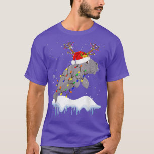 Camiseta Santa Reindeer Manatee Xmas Light Santa Reindeer M