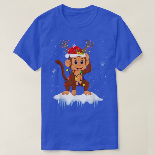 Camiseta Santa Reindeer Monkey Xmas Light Santa Reindeer Mo (Diseño del anverso)