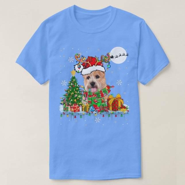 Camiseta Santa Reindeer Norwich Terrier Xmas Tree Luces Do (Diseño del anverso)