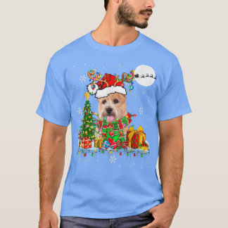 Camiseta Santa Reindeer Norwich Terrier Xmas Tree Luces Do