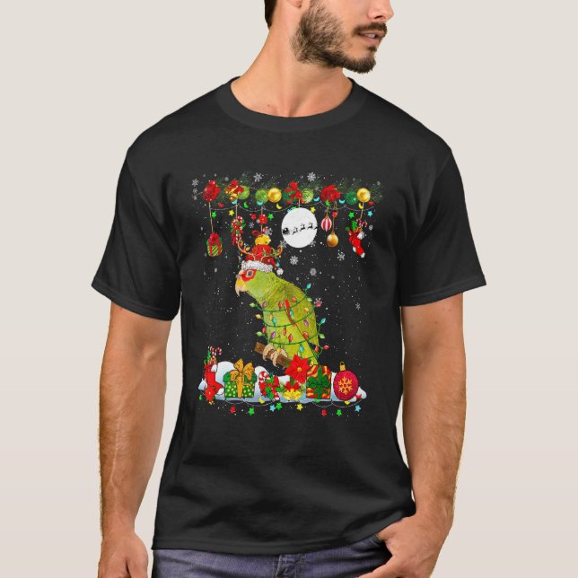 Camiseta Santa Reindeer Parrot With Xmas Presents Ornaments (Anverso)