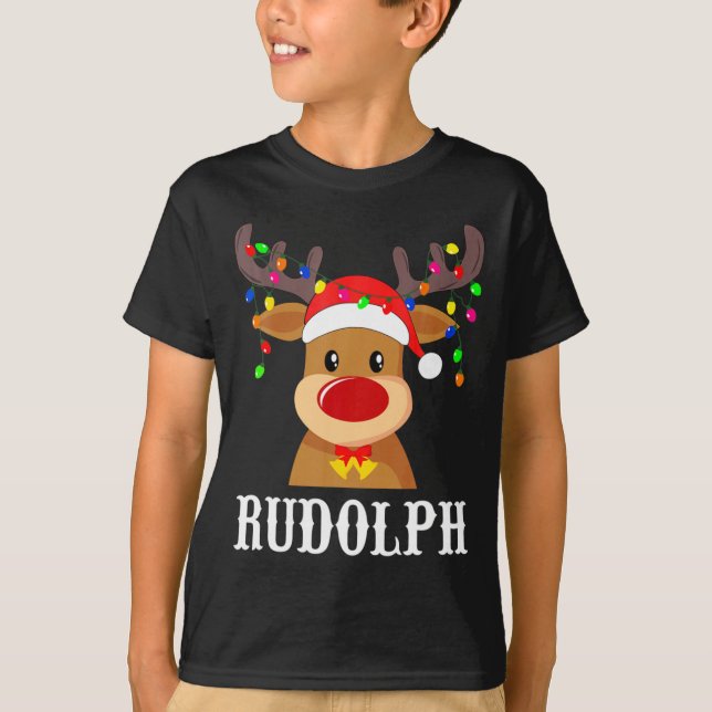 Camiseta Santa Reindeer Rudolph Xmas Group Costume  (Anverso)