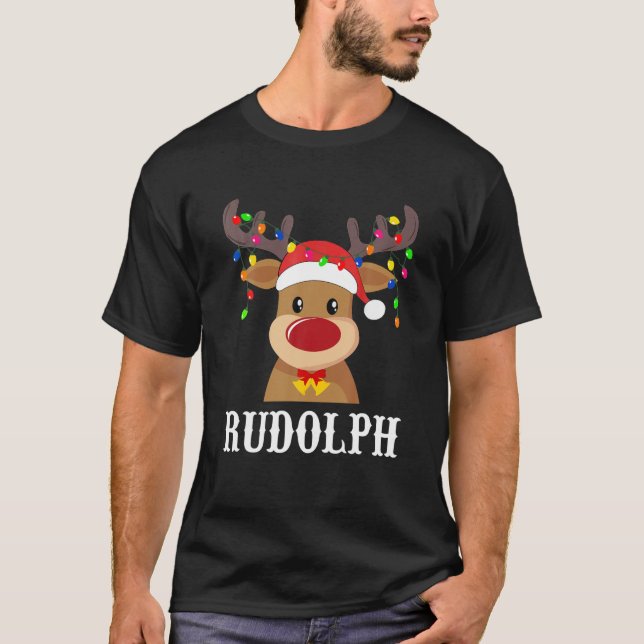 Camiseta Santa Reindeer Rudolph Xmas Group Costume (Anverso)