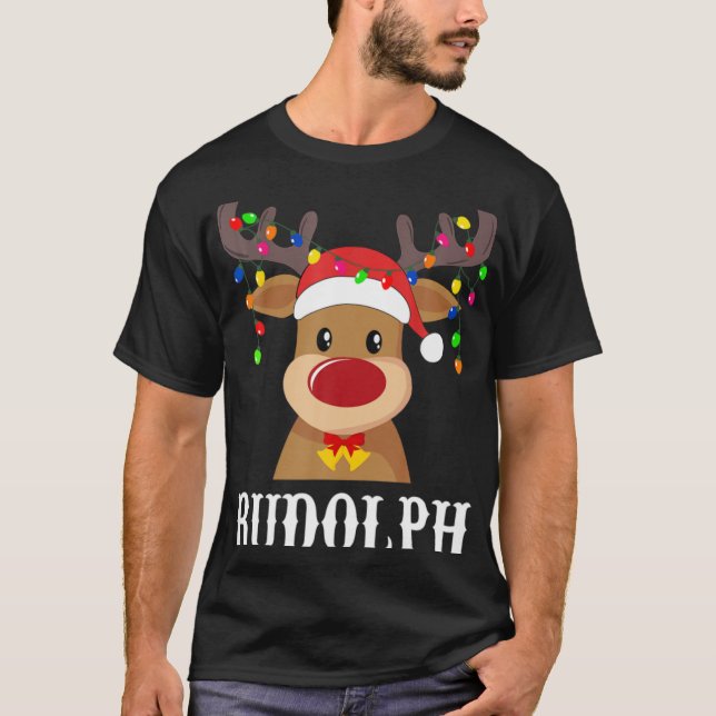 Camiseta Santa Reindeer Rudolph Xmas Group Costume T Shirt  (Anverso)