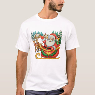 Camiseta Santa Reno Ciervo Navidad Xmas Retro Vintage