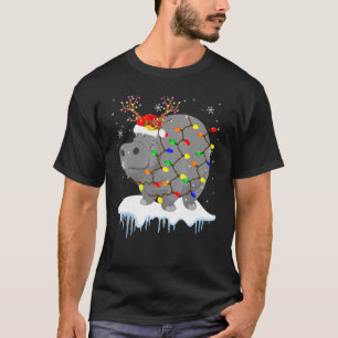 Camiseta Santa Reno Hipopotamo Luz de Navidad Santa Reno Hi