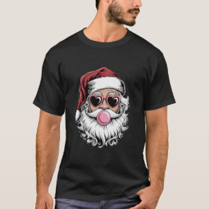Camiseta Santa Retro Con Gafas Soplando Burbuja Navidad