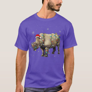 Camiseta Santa Rhino Christmas Lights Rhino Lover Xmas Funn