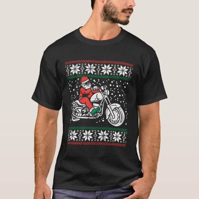Camiseta Santa Ridin Motocycle Ugly Biker (Anverso)
