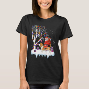 Camiseta Santa Riding Basset Hound Dog Tree Lights Basset H
