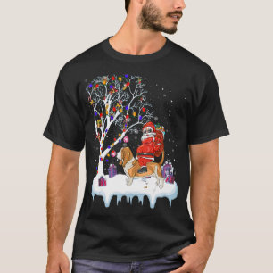 Camiseta Santa Riding Basset Hound Dog Tree Lights Basset H