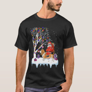 Camiseta Santa Riding Basset Hound Dog Tree Lights Basset H