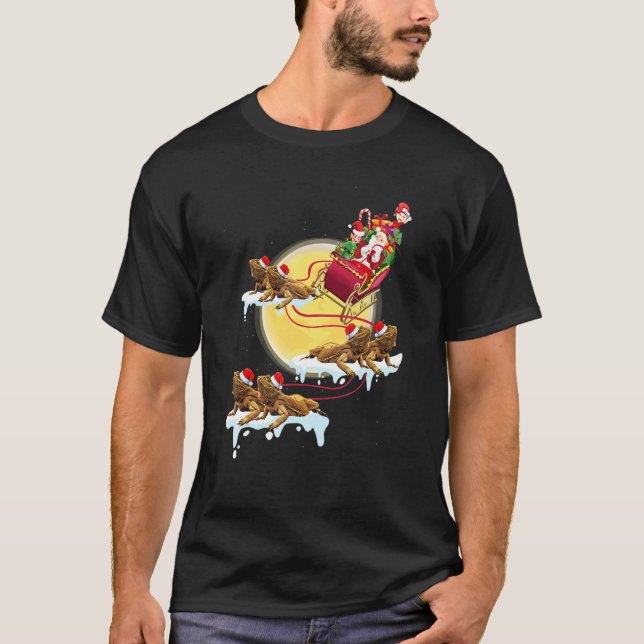 Camiseta Santa Riding Bearded Dragon Christmas For Reptile (Anverso)