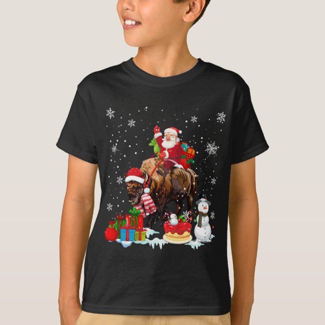 Camiseta Santa Riding Bison Navidades Pajama Family Matchin (Anverso)