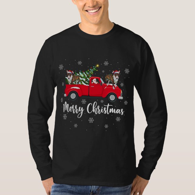 Camiseta Santa Riding Camión de árbol de Navidad Bull Terri (Anverso)