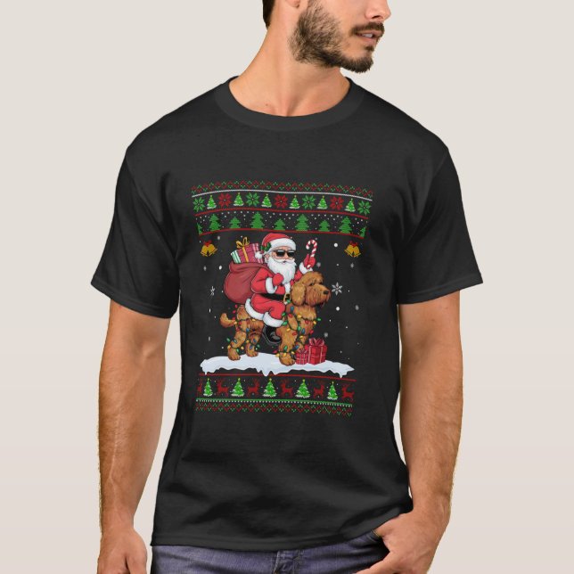 Camiseta Santa Riding Cockapoo Navidades de perro estilo su (Anverso)