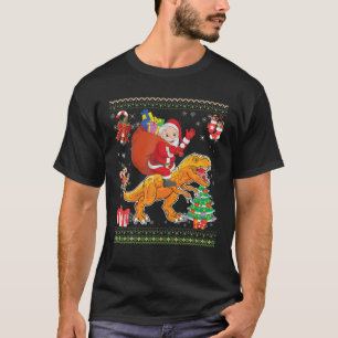 Camiseta Santa Riding Dinosaur Christmas Present Ugly Sweat