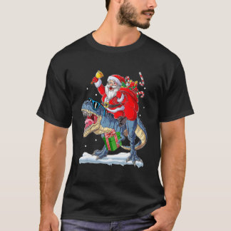 Camiseta Santa Riding Dinosaur Rex Christmas Xmas Boys Kid