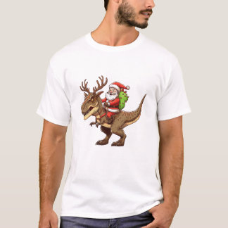 Camiseta Santa Riding Dinosaur T-Rex