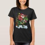 Camiseta Santa Riding Dinosaur T Rex Christmas Light<br><div class="desc">Dinosaurio de Santa Riding T Rex Árbol de Navidad enciende Navidad 2024</div>