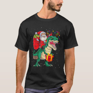 Camiseta Santa Riding Dinosaur T rex Funny Navidades Niños 