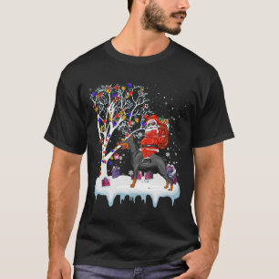 Camiseta Santa Riding Doberman Pinscher Dog  191