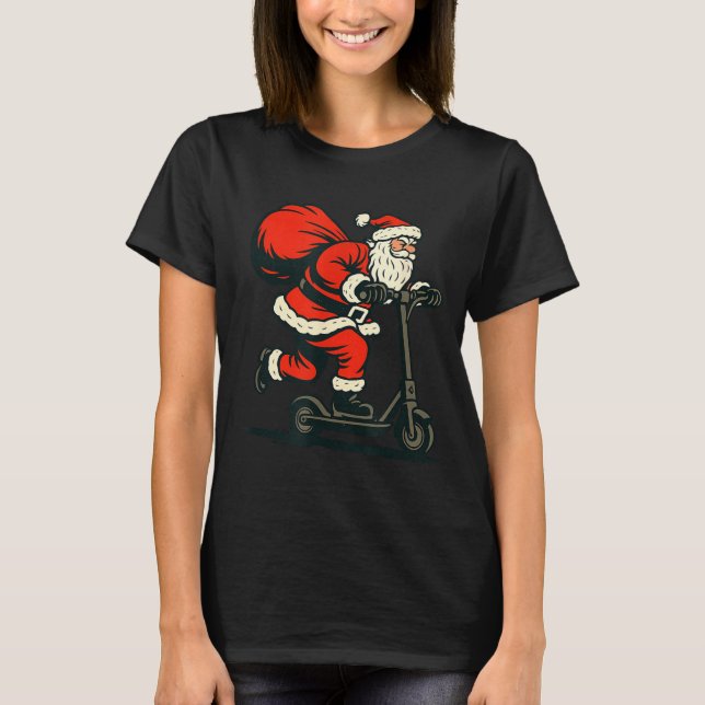 Camiseta Santa Riding Electric Scooter  (Anverso)