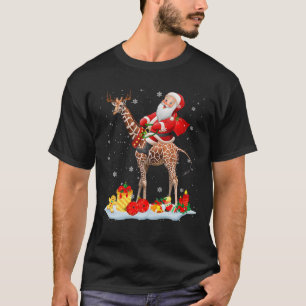 Camiseta Santa Riding Giraffe Reindeer Christmas Santa Gira