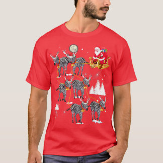 Camiseta Santa Riding Kawaii Navidades de cebra Funny Kawai