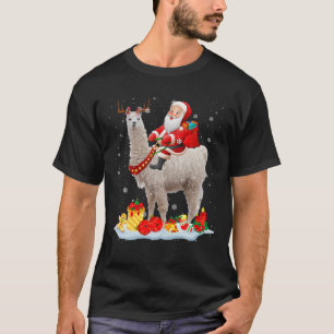 Camiseta Santa Riding Llama Navidades de renos Santa Llama