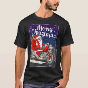 Camiseta Santa Riding Motorcycle Feliz Navidad