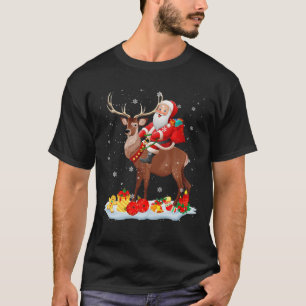 Camiseta Santa Riding Reindeer Deer Xmas Deer Animal Lover