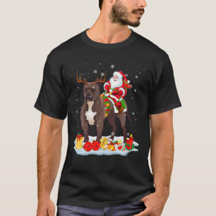 Camiseta Santa Riding Reindeer Pit Bull Xmas Santa Reindeer