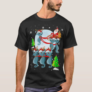 Camiseta Santa Riding Reindeer Santa Seahorse Sleigh