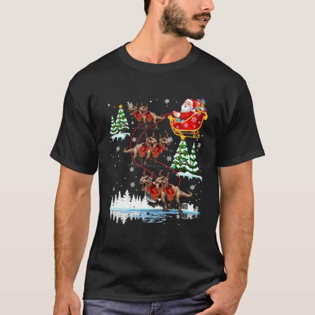 Camiseta Santa Riding Rex Dino Ro Feliz Navidad (Anverso)