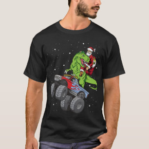 Camiseta Santa Riding T Rex Dinosaur Monstruo Camión Niño C