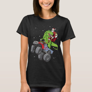 Camiseta Santa Riding T Rex Dinosaur Monstruo Camión Niño C