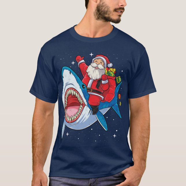 Camiseta Santa Riding T Shirt Christmas Gifts Galaxy Space  (Anverso)