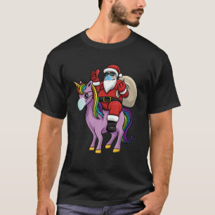 Camiseta Santa Riding Unicornio con Máscara de Cerezo Cuare