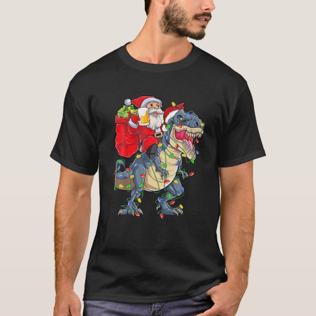 Camiseta Santa Riendo Un Árbol De Navidad De Dinosaurios Be (Anverso)