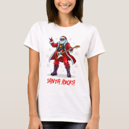 Camiseta ¡Santa Rocks! Gracioso Santa Claus tocando la guit